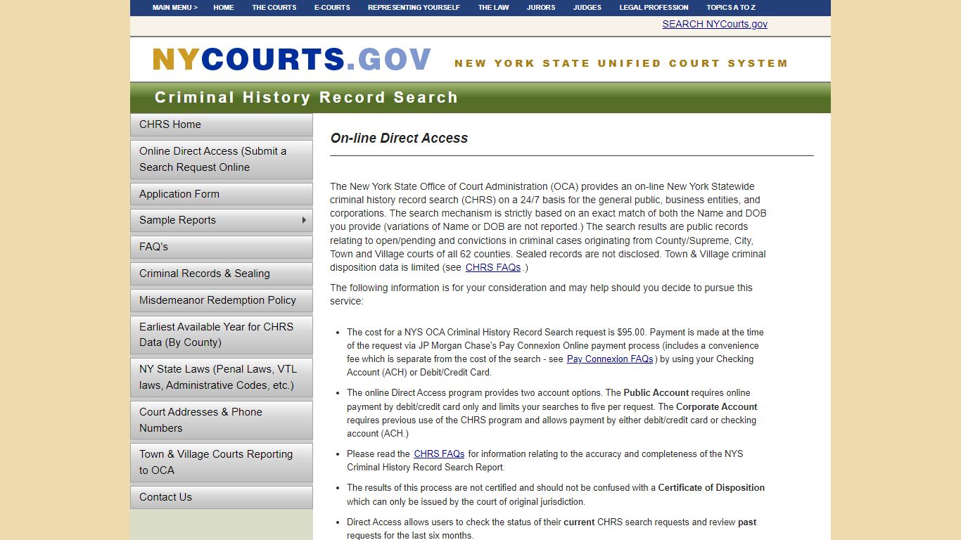 On-line Direct Access | NYCOURTS.GOV - Judiciary of New York